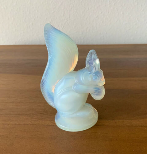 Sabino France Opalescent Glass Figurine Miniature Adorable Squirrel With Acorn