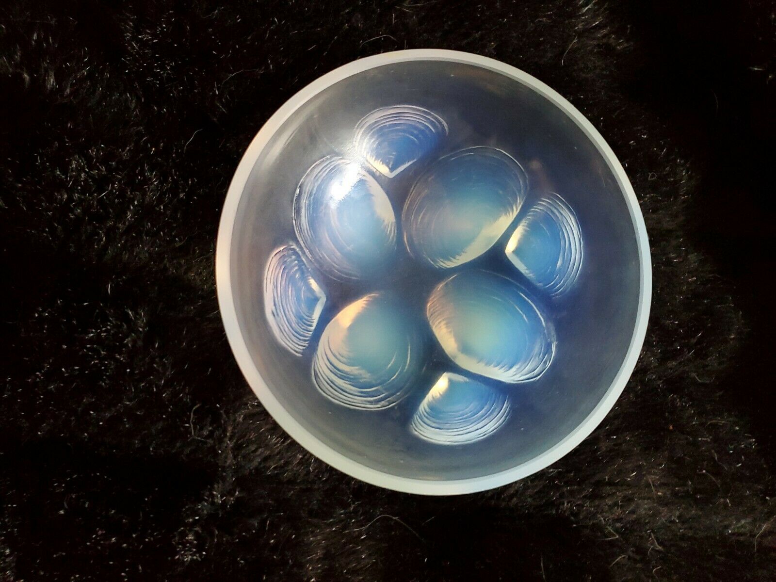 Antique Original Sabino Paris Opalescent Oyster Shells Art Glass Bowl Signed