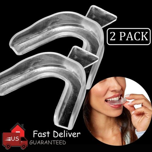 2pcs Silicone Mouth Guard Night Teeth Clenching Grinding Sleep Dental Bite Us