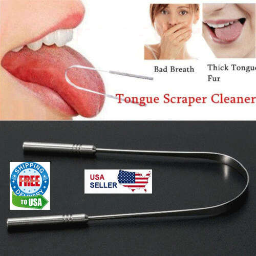 Tongue Scraper Cleaner Stainless Steel Dental Fresh Breath Cleaning Oral Tounge