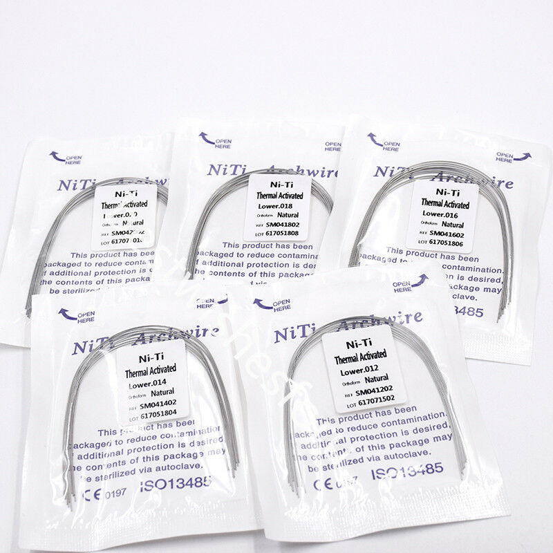 10x Dental Ortho Heat Thermal Activated Niti Arch Wire Round Natural Upper/lower
